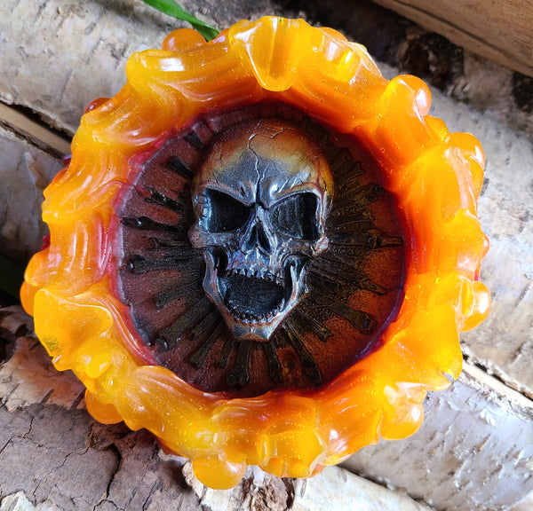 flaming skull trinket dish/ashtray