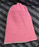 knit hat in rose pink & variegated (b)