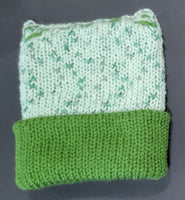 knit hat in kelly & white sage
