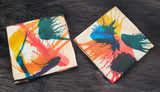 ceramic tile coaster (color) w/ cork backing